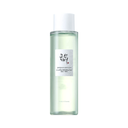 Beauty of Joseon Green Plum Refreshing Toner AHA BHA 1 på en hvid baggrund 